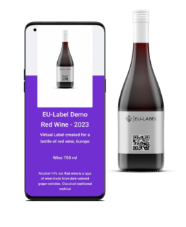 Exemplu de etichetă virtuală cu etichetă UE pentru transparența produsului