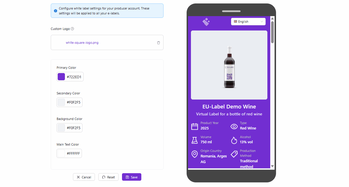 White Labeling: Customize label colors to match your branding